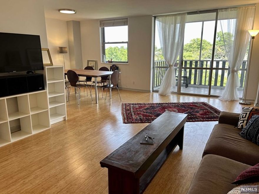 Beautifully refreshed 1 Bedroom condo located in the full-service Bellaire House. Enjoy close proximity to Upper Montclair parks, shops, restaurants + NYC train stop within blocks from home. This 6th floor Eastern exposure unit features bamboo flooring throughout the sizable DR/LR room combo and bedroom. It includes 4 spacious Elfa customizable closets, kitchen & bath upgrades with tile flooring, quartz countertops and new vanity. Sliding doors lead to a serene large screened-in balcony. Complex is complete with on-site manager, 24/7 doorman, in-ground pool, & outdoor patio space. Each floor has W/D at both ends. Rent includes utilities (with each unit having control over their heating and AC). A designated outdoor parking space is avail for $40/mo.