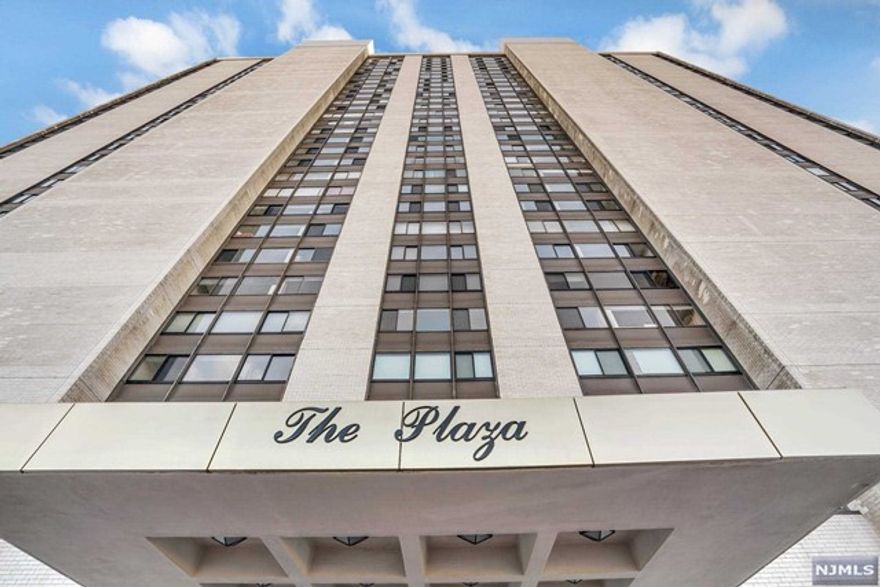 Create your dream home in the prestigious Plaza. This unit was originally a 3 bedroom but has been converted to a 2 bedroom with an expanded living room with views of NYC. Option to convert back to a 3 bedroom - only available in the D line. Eat in kitchen. Laundry in unit. Enclosed terrace for year round enjoyment. New wood flooring and freshly painted. The Plaza features 3 apartments per floor, 24 hour concierge, heated pool, tennis, pickle ball, gym, attended garage and private storage. Parking extra $115/month.