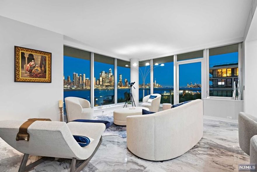 Welcome to The Avenue Collection Designer Model Home Res 511 the epitome of luxury living on the waterfront of Port Imperial. This premier SE corner home features a spectacular 400+ sf wrap-around terrace, 9'ft ceilings with it's architecturally sophisticated sleek design, floor to ceiling glass window walls that magnify the spectacular unobstructed panoramic views of NYC from the Verrazano Bridge up to the GW Bridge and Hudson River. Oversized living and dining area make for an effortless flow to encourage a lavish entertaining lifestyle with stunning chef's kitchen, European cabinetry, granite counters, Miele, Wolf & Sub-Zero appliances. This 3 Bed, 3.5 Bath all with en-suite baths offer NYC Skyline views from every room. Make the Avenue Collection your new home with 5-Star amenities including 24 Hr Concierge; state-of-the-art fitness center with sauna, steam shower, and yoga room; outdoor sun deck; social room with fireplace and grand salon lobby! Also for rent MLS#22042280.