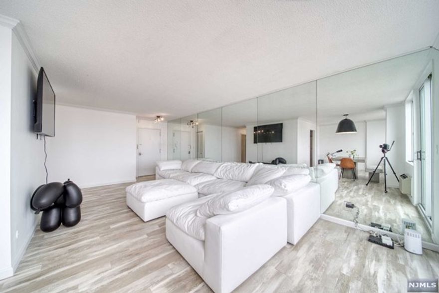 Bright, open and airy, 1 bedroom, 1 full bathroom condo with spectacular views from all windows! Rare opportunity to live in one of Hackensack's most luxury buildings with ALL of the utilities included in your rent! Have a huge living room/dining area, beautiful kitchen, extra large bedroom with custom closet and full bathroom with brand new vanity. Storage unit, 1 parking space in the garage, access to gym and pool also all included. Perfect for commuters, the NYC Express bus stop is less than 2 blocks, close to NYC train, and Hackensack Hospital. You will love living here, available for immediate occupancy.