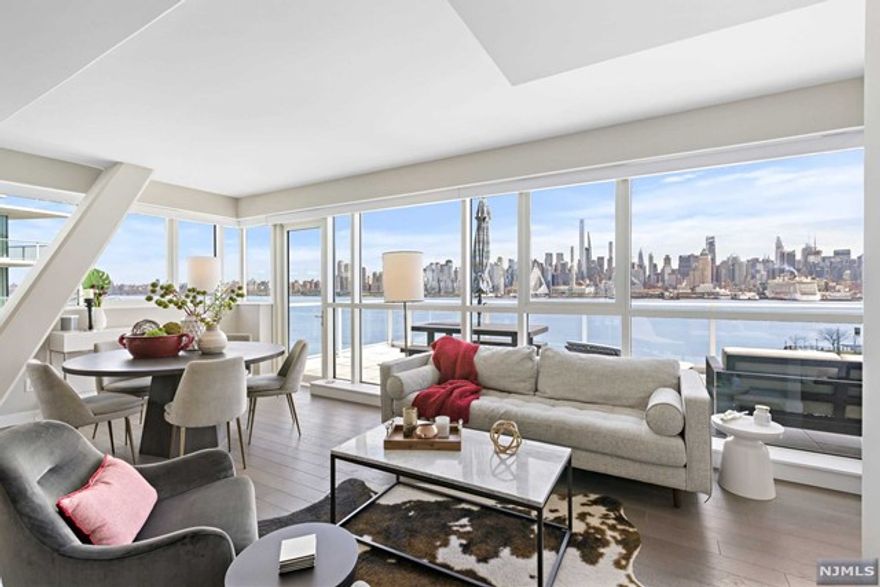 THE CHEN AGENCY (phone 201-346-8888) - Welcome to AVORA Residence 718. A very special opportunity has arrived! Located on the front row, this unit provides astonishing direct Hudson River & Manhattan Skyline views. In addition to 1526-SF inside, this home boasts one of the coveted 'step' terraces that provides over 300-SF of outdoor living space. The customized floorplan includes a separate home office. Spectacular finishes include beautiful wood floors, quartz waterfall counters, contemporary cabinetry, exquisite porcelain tile, high-end stainless steel appliances and a curated selection of beautiful hardware & fittings. Building amenities include 24-hour concierge service, health club, media room, sports simulator, resident lounges and the amazing 3rd floor pool deck & barbecue patio. Avora residents enjoy NY Waterway Ferry service, Hudson/Bergen Light Rail & NJ Transit Bus service literally steps from the lobby door. Contact NELSON CHEN 201-886-8000, Nelson@ChenAgency.com