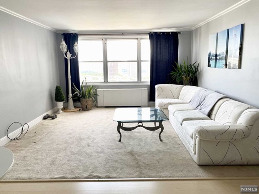 Welcome to your tranquil place high above the busy streets of Fort Lee in Mediterranean-South. This stunning condo offers a breathtaking views of NYC, providing a natural backdrop to your daily life. Bathed in natural light from expansive windows, this space offers an inviting and uplifting ambiance that enhances every corner. Features include: a generously sized bedroom with a spacious walk-in closet provides neat organization for your wardrobe, and 3 additional spacious closest ensuring clutter-free living. Amenities/maintenance include: Utilities (Gas, Water, & Heat) 24hr doorman/security, tennis courts, playground, outdoor pools, library, community room, Gym ($15/mo), Parking ($65-$85/Mo at closing) with additional parking options and storage unit for rentals. Enjoy the convenience of public transportation, major highways with easy access to NYC, along with wide variety of restaurants, shopping, park and all that Fort Lee has to offer.