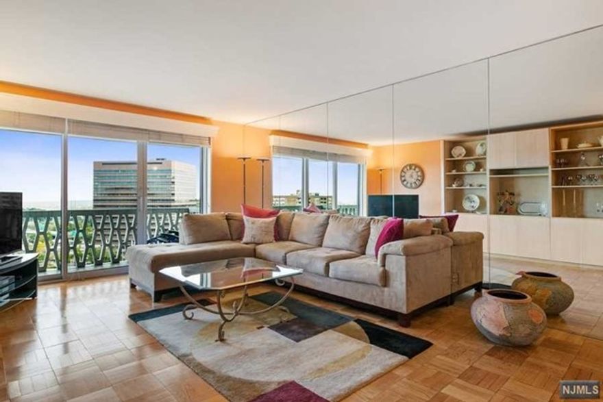 Mediterranean South Move in Ready! 2 Bed/2 Bath Condo with a terrace and beautiful mountain and sunset views from every room. Well laid out floor-plan with living room open to the dining room. Hardwood floors thru-out. Spacious Walk-In Closet for city living storage. L-Shaped kitchen with dishwasher and plenty of cabinet space. Step out onto the terrace that overlooks Constitution Park and enjoy the quiet, upper floor experience. The bedrooms are nicely situated down the hall from the living room. Guest bedroom accommodates a complete bedroom set up. Gut renovated guest bathroom. Large master bedroom with his/her closets and gut renovated master bath. The Med. South is a full service Condo Bldg. with 24/HR Concierge and a ton of amenities. Outdoor Pool, Patio, BBQ's, gym, kids play areas, card room, tennis/basketball courts, and onsite parking. EZ commute to NYC with buses close by. Near GWB and all major NJ/NY highways.