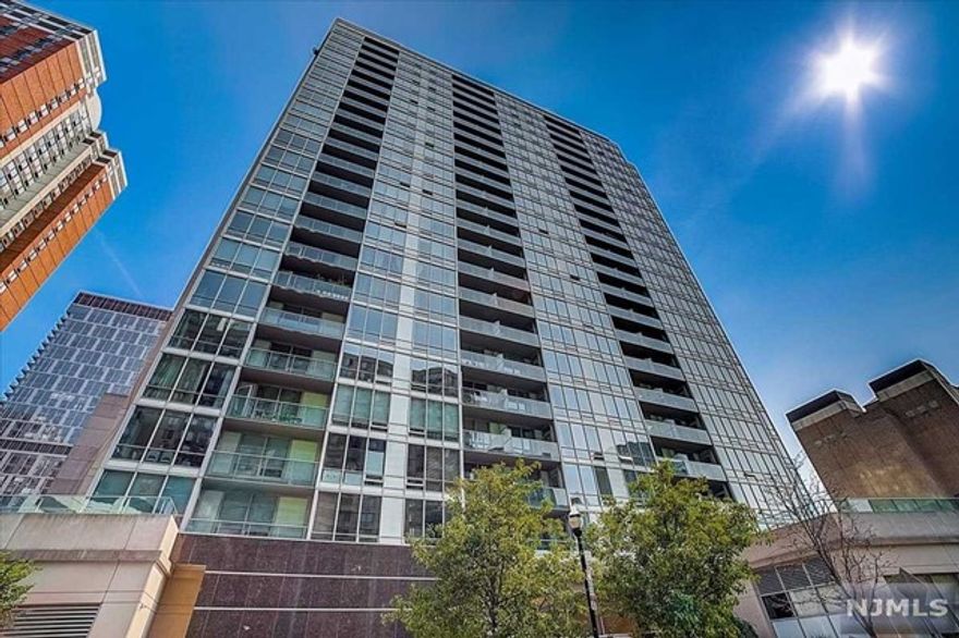 Welcome to this Southeast-facing, 1 bedroom / 1 bath home with a private balcony in the luxurious waterfront complex, The Shore South. Lots of natural light throughout due to floor to ceiling windows. Hardwood floors throughout. Gourmet kitchen with granite countertops, ss appliances. Central Air, plenty of closet space, washer/dryer in the unit. Enjoy the beautiful view of downtown Manhattan from the living room and balcony. Full amenities top floor offers gym, sauna, steam, jacuzzi, children's room, Roof Deck and community room. Close to both Newport and Hoboken Path trains. Morton Williams supermarket on ground level.