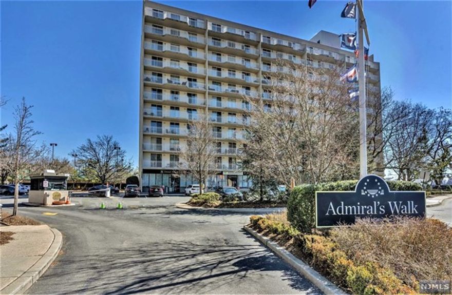 A Commuters Dream! Welcome to this spacious and uniquely designed one bedroom apartment home situated in Admirals Walk Condos with NYC Transit right outside the complex, New York Ferry right next door and just minutes from New York, shopping centers, fine dining, spas and so much more. Features include a custom designed chef kitchen, an inviting, sun-filled living/dining room area with entry to a massive balcony, huge bedroom with a spa designed bathroom, three closets and entry to the balcony. Additional features include a private washer/dryer, powder room, hardwood flooring throughout, closets galore and modern light fixtures. One outdoor parking space number 47I is included. Building amenities include a 24hr doorman, outdoor pool, tennis /basketball court, waterfront community room /fitness room. This sought after complex is conveniently located along The Gold Coast in Edgewater, New Jersey and situated just minutes from NYC. Truly A Must See!