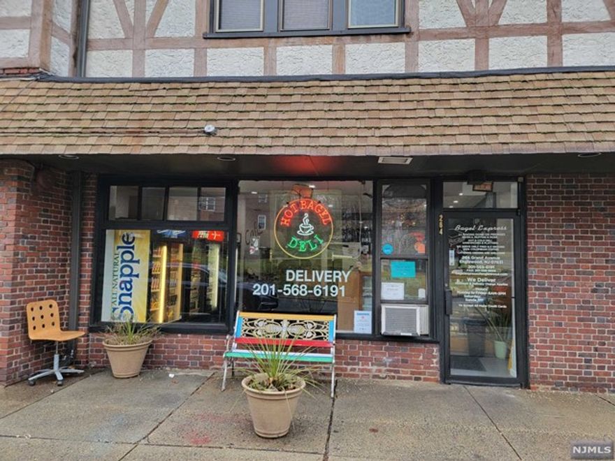 GREAT OPPORTUNITY to own this Turn-key bagel shop and deli! This well-established Bagel shop has been a staple in the community for over 30 years. Perfectly located in the high trafficked and convenient street of Grand Ave in Englewood catering not only to local residents NYC commuters, but also to the labor force of other businesses. Established house accounts and additional possibilities are endless. All furniture, fixtures, and equipment are included. Street parking and ample parking in the back customer lot. Low rent lease in place until 2026 with 5-year renewal option. Business only is FOR SALE.