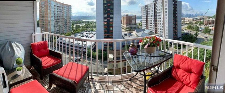 Spacious & Sunny 3-bedroom, 2.5-bathroom apartment in gated Legend Hills community in south end of Edgewater, with appx 2000 sqft living area. Additional 4th room can be used as an office or guest room. 3-car parking(garage, its driveway and an additional assigned parking space). Master bedroom and living room have direct view of the city skyline. Hardwood floors throughout. 5 minute walk to public transportation. Short walk to the Boardwalk and the City Place offering retail stores, restaurants and fitness center. Dual zone air conditioning and heating (Nest).