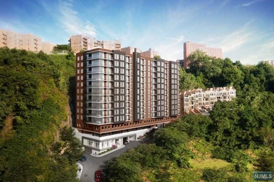 Solaia's east-facing residences feature expansive, double-pane windows, dark espresso flooring, custom closets, gas fireplaces, kitchens with custom Italian cabinetry, SapienStone countertops, and stainless steel GE Cafe Series smart appliances. There's also Smart lights and thermostats, Latch keyless entry, and a full-size washer & dryer. Each home includes one deeded garage parking spot. Amenities include a yoga room, TRX equipment, boxing space, a steam room, sauna, rainfall shower, a Himalayan salt inhalation therapy room with infrared relaxation beds, a jetted vitality tub, and a dressing room with lockers. There's also a cliffside roof deck with an outdoor kitchen, BBQs, dining areas, firepits and lounge seating, along with a co-working space, resident lounge, dog run and more. Solaia is located in North Bergen, near the George Washington Bridge, Lincoln Tunnel, Hudson Bergen Light Rail, and NY Waterway Port Imperial Ferry Terminal.