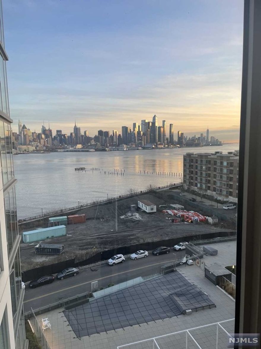 Welcome to Nine on Hudson Residence 909. NYC Views facing south side w a terrace. Open and sunny floor plan features 9-foot ceilings, floor to ceiling windows walls of windows. Home offers a peninsula kitchen with top of line appliances, beautiful wood floors and custom selected tile & hardware. Automated window shades. Luxury lifestyle of amenities including 24 hr Conceirge and security, infinity pool, rooftop deck, gym, kids playroom, golf simulator, residents lounge, minutes to Port Imperial NY Waterways Ferry, light rail, station, NJ Transit bus. close to shops and restaurants. Due at signing: 1st month rent, 1.5-month security, 1-month broker fee. There is a refundable $500 moving deposit to the building.