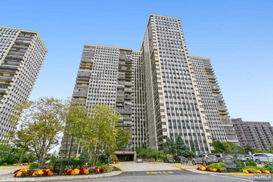 Great Unit on 17th floor with sunset views. Great unit, renovated w/approx. 1056 sq.ft of living space. Living room features recessed lighting, beautiful parquet floors and wired for surround sound. Entry with large guest closet, living room with sliding glass doors to large terrace. Modern Eat- in- kitchen with newer refrigerator, microwave, stove, dishwasher & dining area. First Bedroom features parquet floors, newer half bath with neutral color tiles, marble counter top and storage unit and Linen closet. Master bedroom has wall/wall carpet, full newer bath w/neutral color tile, a walk-in-closet w/extra draws and shelving for extra storage. Very convenient to NY transportation. Includes indoor Deeded parking space, pool and Palisadium gym membership. Relax and enjoy the beautiful sunset views. Approx rm sizes lr 12x23, br 11x10, mbr 20x12