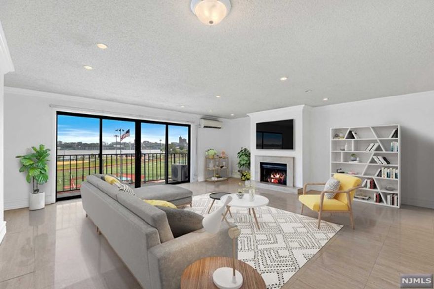 3 Bedroom Condo with a View! Riverview on the Park is a boutique building on River Rd - Spacious Unit with Views of Memorial Park, Hudson River, and NYC! Private Terrace - Wood Burning Fireplace - Laundry In Unit - 1675sf - Great Floor plan with views from living room and quiet bedrooms - Spacious Master Suite - Plenty of closets - Parking extra $50 - Building features doorman, exercise room, Express NYC transportation at your door. Steps from NY Waterway Edgewater Ferry - Low Taxes make this an affordable option to get into a 3 Bedroom in Edgewater!