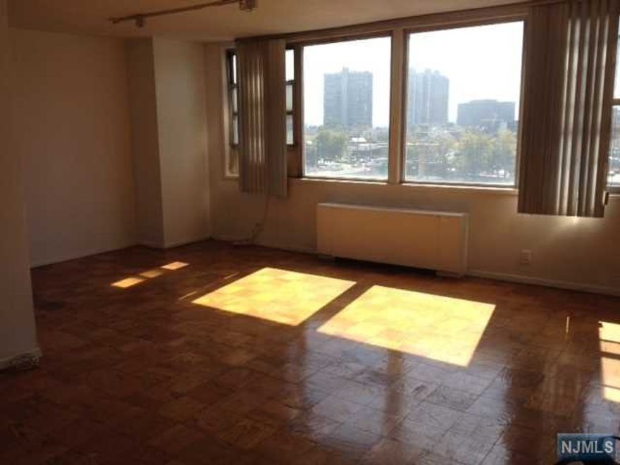 Nice large studio with walk in closet in elevator building. All utilities included. All you pay is rent and internet. Nice view, waling distance to all amenities. Bus to NYC right outside the building. Renovated bathroom, new stainless steel refrigerator and stove, 24 hour concierge. Laundry on site. Additional fee for parking. Spaces available in parking garage from association.