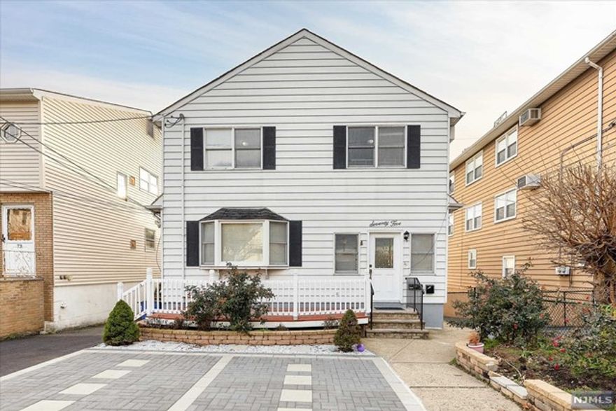 Spacious 3 BR, 1 BA 2nd floor apt near Nutley border. Well kept & freshly painted. Carpeting throughout. Also has LR, DR, EIK w/ pantry and stackable washer/dryer in unit. Ample closet space. On street parking but owner will allow for one car to be parked on paver d/w in front of house. Will allow one small dog (no cats). Close to schools, playgrounds, NYC transportation, shopping. Available for Jan 1