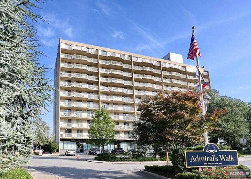Welcome to 'Admiral's Walk', dream location for NY commuters. Conveniently located on River Rd, easily access to NY waterway ferry or NJ trasit bus. Whole Food, Trader's Joe, Mitsuwa and Target are a minute away, also numorous top notch restaurants are nearby. Buidling offers outdoor pool, tennis and baseball courts, fitness center, concierge service, cable and on site management office. Unit features spacious 1074sqft, ample closet spaces including walking closet in master bedroom and huge pantry/storage in the kitchen, large balcony, washer and dryer in the unit. 1 outdoor parking space is included in the rent. Due to lease signing: 1st month rent, 1.5 month security deposit, 1 month realtors fee. There are $600 move in fee and $250 lease addendum fee and refundable $500 move in deposit as per building management.