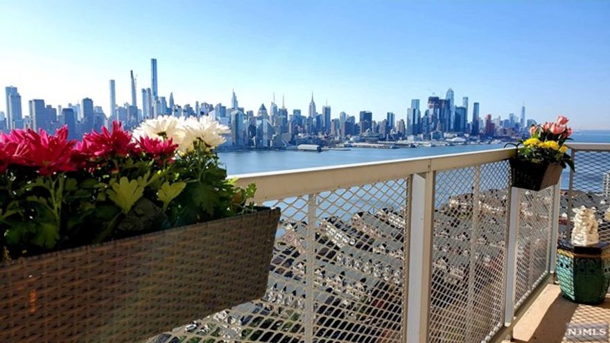 Clean and quiet with beautiful move in condition. Unobstructed NYC skyline and Hudson River views from a large east facing terrrace and all windows.Well kept Highrise with full amenities: 24hr concierge, pool, GYM, Boxing room, and free outdoor BBQ. Quick and easy commute to NYC at doorstep. Abundant local dining and shopping including Waterside restaurant, Whole Foods, Trader Joe's, Mitsuwa and so much more!Walking distance to parks, lake, tennis and basketball courts. Don't miss out this million dollar views home with resort-style living!