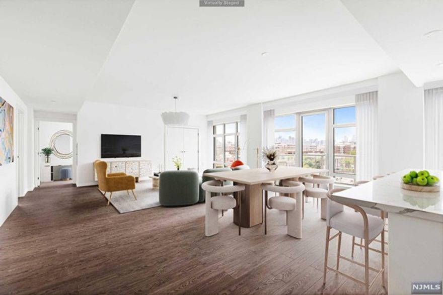 Very Spacious 2BR&3BTH, 1807SQFT and 49SQFT balcony. OTTO is a boutique collection of 1-4 bedrooms rental building. These thoughtfully designed spaces promote openness and freedom, boasting natural light, open-concept floor plans, and private outdoor areas for seamless indoor-outdoor living. Luxurious amenities include chef-grade kitchens with top-notch Bosch, Broan, Sharp appliances, and stylish quartz countertops. Relax in spa-like bathrooms and enjoy versatile den options in most floor plans. The building features a resident lounge, kitchenette, private card room, a 3700SQFT rooftop deck with stunning NYC skyline & Hudson River Views, grill stations, an outdoor dining area, cabanas, outdoor showers, an indoor sky lounge with a minibar. Additional amenities include a billiards room, fitness center, and children's playroom. Situated in a vibrant neighborhood, OTTO is opposite the Hudson River Waterfront Walkway and a mere 25-minute drive from Midtown Manhattan