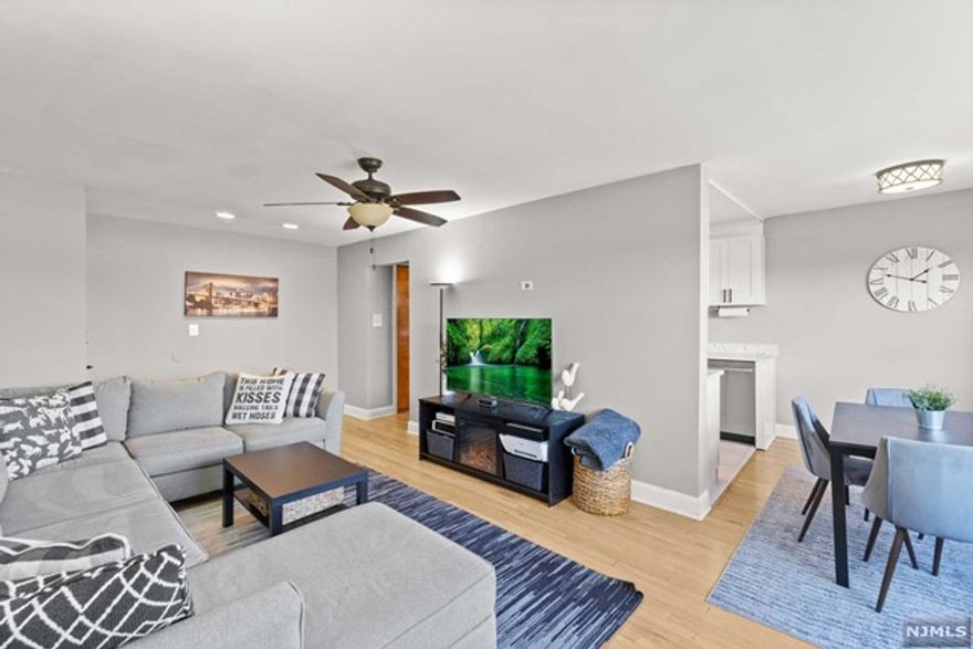 One bedroom condo in DOWNTOWN Nutley, situated on a residential block near it all! This third floor unit is move in ready with hardwood floors, a spacious living room/dining area combo and a brand new kitchen. No neighbors above to worry about. Unit faces East with large windows that provide great light throughout. Assigned parking space, laundry on premise and your own private storage unit. You cannot beat this location, right next to restaurants, coffee shop, schools, parks, & public transportation to NYC. Nutley Jitney bus a few blocks away to Delawanna train station. Come see this perfectly located home and enjoy all the heart of Nutley has to offer.