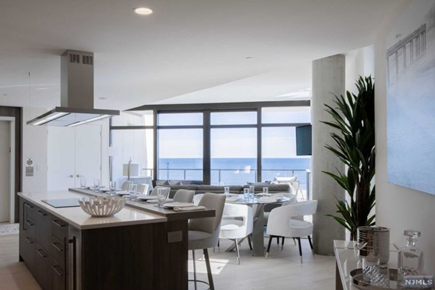 This stunning luxury fully furnished two floor duplex is available immediately for a twelve month rental at a rate of $20,000 per month. Located at South Beach at Long Branch, this maintenance free, highly amenitized desirable New Jersey community is just steps from Ocean Avenue and beach entry. The exquisite details include floor-to-ceiling hurricane-resistant glass panels, state-of-the-art fixtures and top-of-the-line appliances that compliment the sleek open floor plan. With over 3,000 square feet inside and nearly 1,000 feet of exterior space, this home is perfect as a vacation home or year-round residence. On the primary level, gorgeous ocean views from the kitchen and living room await when you enter via private elevator entry. The building offers several amenities, including a concierge, full-time property manager, a 24-hour gym, infinity-edge saltwater pool, private dining room, lounge and conference room as well as direct beach access.