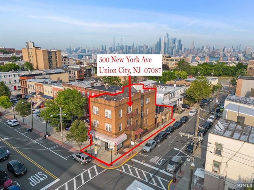 Fantastic mixed-use, solid brick corner building consisting of Six apartments & Three commercial units, all fully occupied. The vibrant corner location at New York Ave provides easy access to shopping, commuter transportation, the NJ Turnpike, and light rail, making it attractive for both residential and commercial tenants. A beautiful rooftop with great views of the NYC skyline adds a unique feature to enjoy. The detached garage on 5th St is currently utilized as one of the commercial spaces and adds further versatility to the property. This wonderful Union City's location and attractions further contribute to the investment potential of this property. Being close to all the great things the city has to offer, such as entertainment venues, restaurants, parks, and cultural activities.