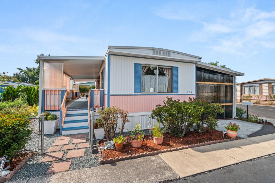 This home has so many updates and offers you community like no other! This split floorplan offers you a master suite on one end and either a second bedroom or cozy den on the other side of the home. This home has been lovingly renovated in 2017- 2019, but truly the renovations haven't stopped. New furnace, insulation, electrical, plumbing, lighting, interior and exterior paint, laminate plank flooring, a full front bath, and full kitchen remodel. The enclosed carport is nearly as equivalent as a single car garage, ample parking and plenty of shop and storage space! RV electrical and water hookups, trailer/ small boat parking too. Enjoy your beautiful yard with lush grass, gated garden with raised beds, and a small ''she shed'' for enjoyment or storage. Space rent is $666 monthly and includes a pool, gym, clubhouse, potlucks, trash and sewer. Situated well in the park and in the quaint town of Central Point, you have medical, restaurant, shopping, and airport access.