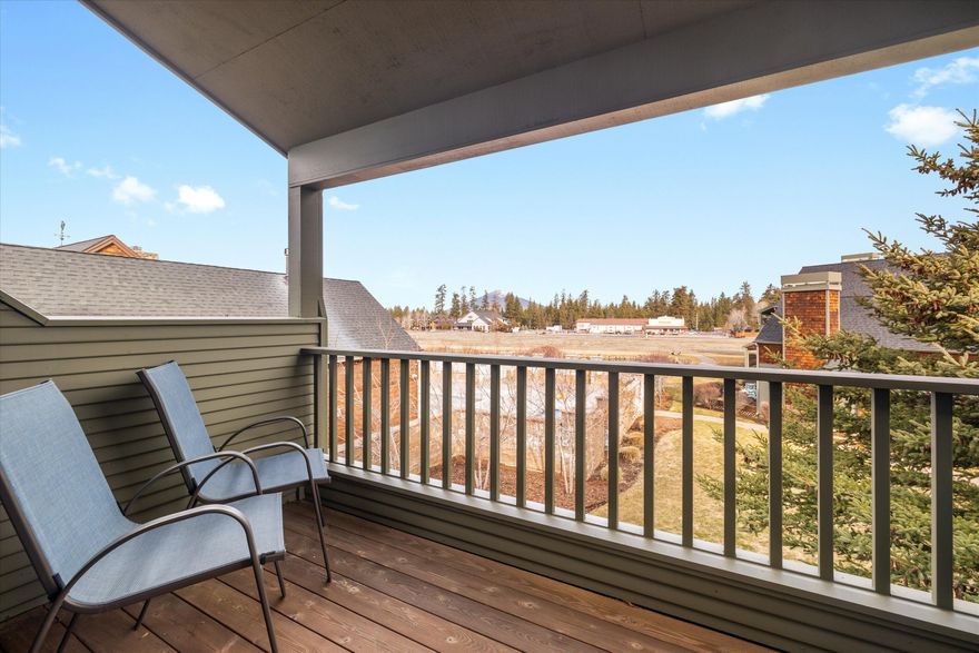 Welcome to easy Central Oregon living in this beautifully maintained 2-bed, 2-bath upstairs end unit in the sought-after Pine Meadow Village in Sisters. With 2 private decks, you'll enjoy peaceful mornings with coffee and relaxing evenings with a glass of wine, all while taking in the serene surroundings. Inside you'll find a primary suite, central A/C and a gas fireplace for year-round comfort, and an open-concept living space filled with natural light. Located just a short walk from the boutiques, restaurants, and festivals of downtown Sisters, the neighborhood offers top-notch amenities including a pool, hot tub, tennis courts, scenic walking trails, and a clubhouse that hosts regular community gatherings. This home also includes a detached one car garage with storage, plus two deeded parking spaces. Currently operating as a successful short-term rental, this property would also make a great second home or full-time residence in one of Central Oregon's most desirable communities.