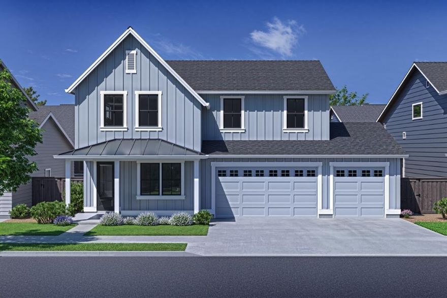 Welcome to this spacious 2,855 sq ft home with a 3-car tandem garage on a large corner lot in SE Bend. The popular Shasta floor plan on Lot 115 features quartz countertops, wood composition flooring, vaulted great room, soft-close cabinets, tankless water heater, A/C, fencing, and more. Located in Easton, a vibrant master-planned community offering future retail, swimming pools, parks, and green spaces. Enjoy a highly walkable neighborhood designed for sunny Bend days and the high desert lifestyle. Photos of a similar model; finishes and features may vary.