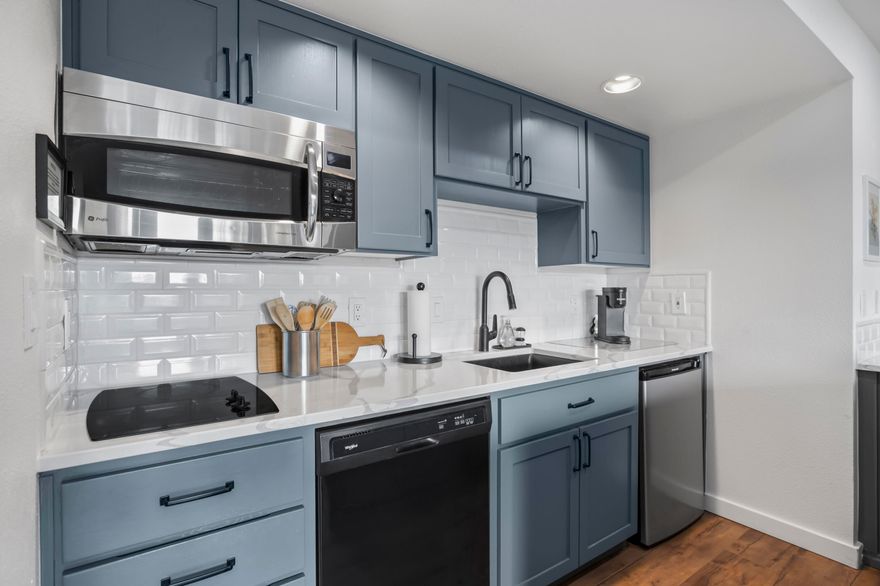 Wow! Bright, elevated and renovated condo filled with natural light, large windows and a balcony offering forest views, sunsets and views of Mt. Bachelor. Open living space features newer appliances, bar seating, built-in beverage center and ample storage, including a secure walk-in storage closet on the deck. Spacious bedroom with king bed with computer desk/workspace, and bathroom accessible from living room or bedroom. Additional sleeping options include a queen Murphy bed and sofa sleeper. Comes fully furnished including housewares—set up as a turnkey rental or move-in ready. Walk to year-round heated pools, hot tubs, sauna, fitness center, ice rink, on-site bar/restaurant, fire pits and common BBQ grills. Near trails, Deschutes River, Old Mill, downtown Bend, dining, brewpubs and Hayden Homes Amphitheater. HOA dues include water, sewer, garbage, electricity, gas, heating and cooling, basic cable, basic phone, WiFi, landscaping, exterior maintenance and 24-hr security.