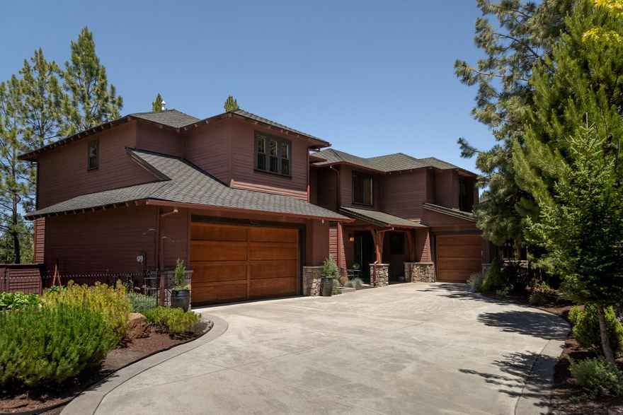 Incredible entertainer's home backing to the Deschutes! Open floorplan w/soaring ceilings, high-end fixtures, designer finishes & countless updates. Huge kitchen featuring quartz countertops, 6-burner gas cooktop & sunny eating area. Family room w/cozy gas fireplace & river view. Main-level office w/attached full bath. Master retreat w/his & hers walk-in closets & spa-like bath w/soak tub. Let the sounds of the river lead you to slumber. Large bonus/rec room - perfect for year 'round fun. Loads of upgrades including designer lighting throughout and sound system in kitchen, dining, living, master bedroom and back deck. New or newer interior paint, kitchen counters, tiled backsplashes, office barn door, farm sink in kitchen, front door and kitchen hardware. Massive composite deck overlooking a natural wooded area and the Deschutes. Robust vegetable garden. Unbeatable community amenities include pool, tennis, pickleball, gym & playground. Easy Deschutes River trail access. Walk to Old Mil