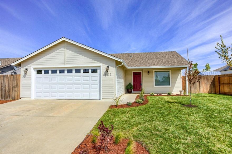 Grab the opportunity to own this sweet home with significant updates! 3 bedroom, 2 bath & nearly 1200 sq ft has wood floors, natural gas heating w/AC, stainless steel appliances, island, SS refrigerator plus washer & dryer stay for new owner, master has 2 closets, vaulted ceiling in living room with ceiling fan, indoor laundry, 2 car finished garage, delightful landscaping, in-ground sprinklers & all fenced backyard. Amenity list available upon request.