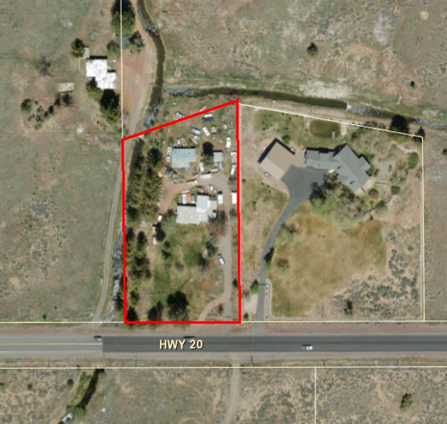 Build your new home and hobby farm on 1.76 acres just east of Bend on HWY 20 or invest in the land for future development. This property has new residential development happening across HWY 20 and a beautiful home to the east. There is an existing septic tank (no leach field) and cistern. The existing house was built in 1948 and no value is placed on the existing house. The outbuildings were built in 1970 and 1975. The electric service feed was changed out in 2006.

Plan your new country retreat!

The property has easy access to Bend and all the east side amenities such as the Phoenix Restaurant, HOLA's, Forum shopping, Wilco and more.