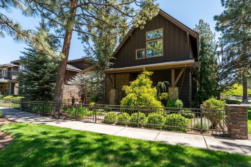 Beautifully built retreat in a prime Bend neighborhood near the Deschutes River and Downtown. Ideal as a primary or second home, it features 10' ceilings, full-height windows, and a flowing layout that opens to a private courtyard with pergola and water feature. The main level includes a luxurious primary suite, guest room/den, and an open living area. The kitchen boasts slab granite counters, high-end cabinets, SS appliances, an eating bar, and a dining area. A cozy breakfast room doubles as a reading nook. Upstairs offers a spacious loft/bonus area, two additional bedrooms, and a full bath. Alley-accessed garage with additional Sprinter van parking. Low-maintenance landscaping, HOA-maintained front yard, and a fully fenced lot with side yard storage and shed. Enjoy Renaissance Ridge Park with gated pool, playground, and open space just down the street. Close to river trails, shopping, and schools.