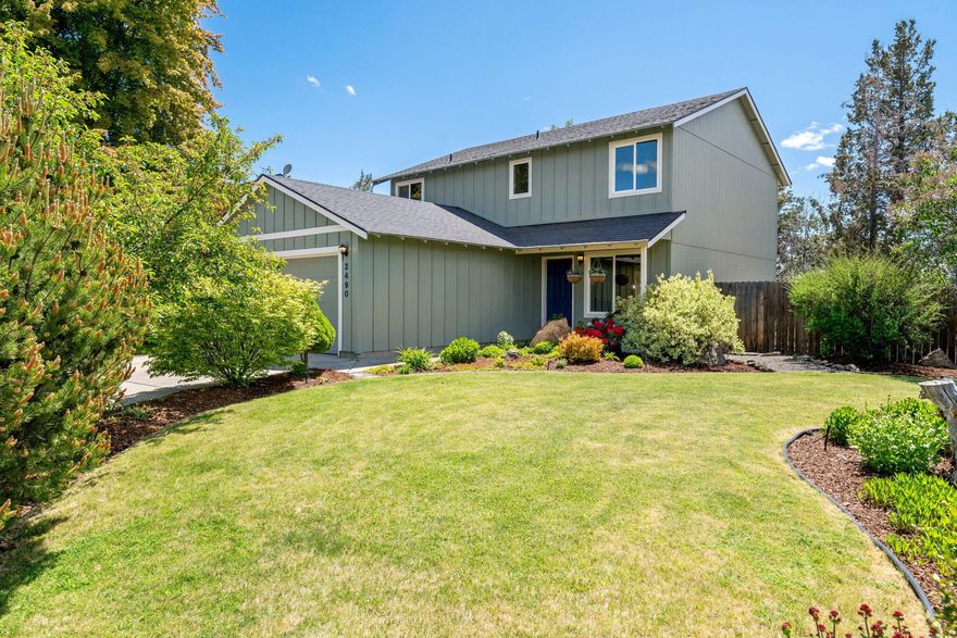 New Roof being installed (2025), freshly painted interior & exterior (2025)!! Well maintained 4-bed, 2.5-bath home on a 0.17-acre corner lot with beautiful front yard landscaping that backs to a larger property! This 1,728 sq ft two-story layout features updated LVP flooring downstairs and updated carpet upstairs. The remodeled kitchen shines with updated counters, backsplash, sink, faucet, vinyl flooring, and a spacious pantry. Upstairs includes a linen closet and refreshed full bath with new tub, sink, flooring and fixtures. Primary suite offers a walk-in closet and ensuite with tub/shower combo. Updated detectors, and a dog door from the great room to the backyard. Laundry room with washer/dryer included. Garage with auto opener and 400 sq ft of space. Fully fenced, spacious, low-maintenance backyard with  fire pit for a private outdoor living experience. Must see to appreciate thoughtful design, thriving perennial beds, mature trees and riverbed aesthetic. Immaculate home!