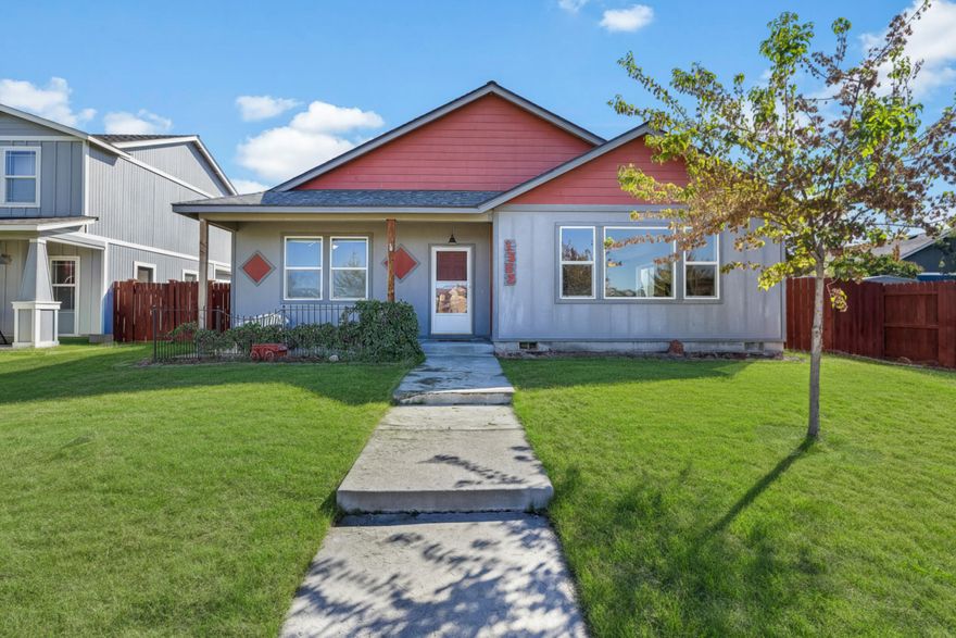 This is a delightful 3 bed 2 bath right in the center of Redmond. Easy access to Bend and Sisters as well as parks nearby.  9 foot ceilings, fantastic large great room with new LVP flooring and paint.  Cozy gas fire place with custom mantle. Functional kitchen with a nice dining area as well as a raised dining bar. Primary bedroom with double vanity, walk in closet and glass slider leading out to a quiet, sunny patio, partially covered with BBQ and ceiling fan.  Two large sheds bring plenty of storage, RV parking and alley access.   Central AC come and see!