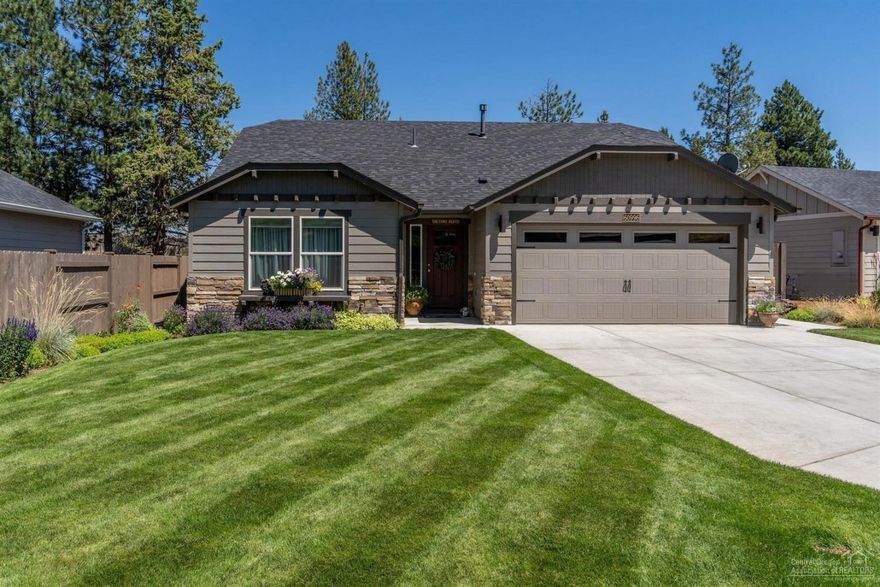 Price Reduced! Welcome to Cascade Heights, a newer community in beautiful SE Bend near the Bend Golf & Country Club, just minutes from shopping & restaurants at Bend Factory Stores & The Old Mill District. This quiet, friendly neighborhood offers Cascade views, a wide range of homes, many nearby parks, great schools, & multiple outdoor recreation opportunities. This lovingly cared for single level home with an award-winning designed kitchen, features a breakfast bar and ample counter space overlooking an open & spacious living & dining area. Built in just 2016, this single owner home has $20,000 worth of upgrades including full lap siding, exterior masonry, quartz kitchen counters, a stainless GE appliance package, A/C, & laminate flooring in kitchen & dining. A vaulted great room features a beautiful, tiled gas fireplace, while the master is separated from two additional bedrooms. Full fencing surrounds meticulous landscaping w/ underground sprinklers & an outdoor storage shed.