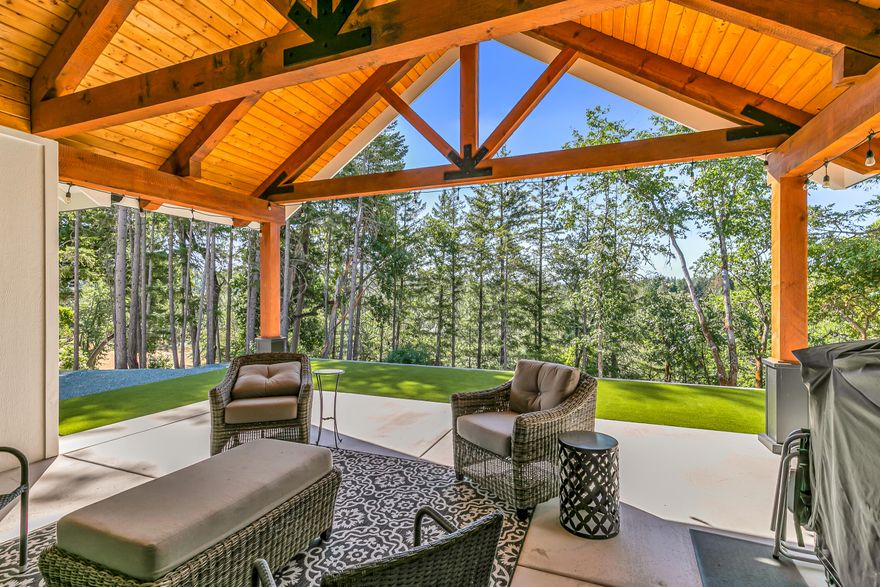 This 2022 custom-built masterpiece feels like it was pulled straight from your dream home vision board—nestled beside the peaceful flow of Jumpoff Joe Creek. With over 2,500 square feet of smart design, this 3-bed, 2.5-bath home blends upscale finishes with serene natural views. The wide foyer welcomes you with warm timber-style LVP flooring & a layout that flows effortlessly. The open living, dining, & kitchen areas are perfect for slow mornings by the fireplace or lively evenings with friends. The kitchen features maple soft-close cabinetry, quartz counters, a dual oven with warming drawer, gas range, & a chef's pantry with sink & wine fridge. Privately tucked away, the primary suite comes complete with soaking tub, two-head shower, double vanity, boutique-style walk-in closet, & its own HVAC system! Outdoors, enjoy the hot tub, propane hookups, RV connections, storage shed, surround sound, & an electric privacy gate—all in a setting that feels worlds away. Your dream home is here!