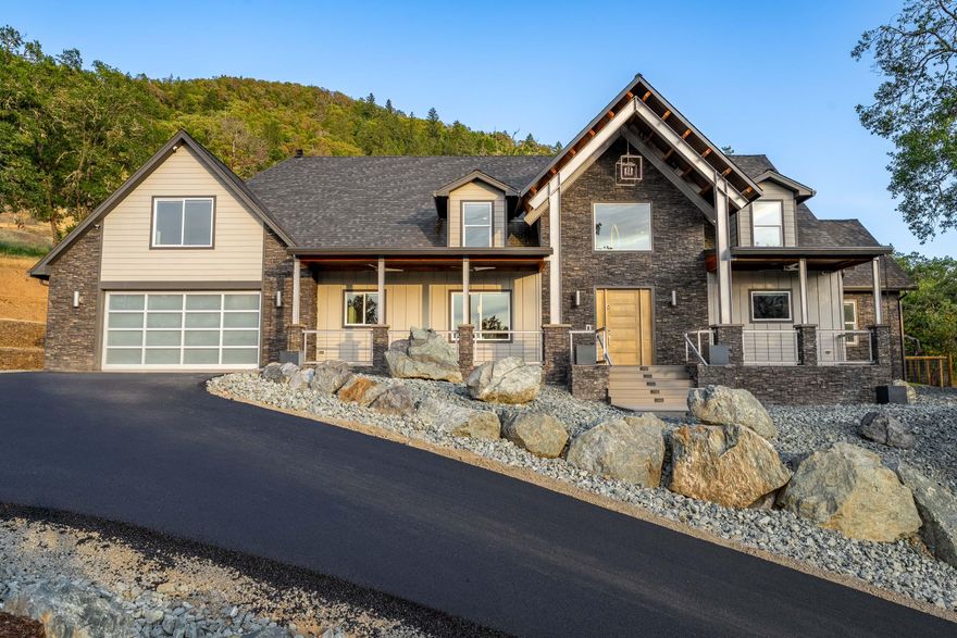 Step inside this exquisite one-of-a-kind custom-built home w/ sweeping valley views! This truly remarkable and rare hillside estate on nearly 8ac was built with absolute quality + integrity in mind. It boasts unmatched uniqueness w/ stunning design elements throughout. A gourmet kitchen featuring Zebra Wood cabinetry, top of the line stainless steel appliances, a beautiful river-wood bar-seat table, a primary suite with extravagant bathroom, heated flooring + massive closet w/ its own W/D. Expansive mudroom leads you to the garage w/ floor-to-ceiling built-in storage and attached man cave. 4 bedrooms upstairs w/ 2 full baths, a 3rd laundry + a family room w/ an office space. Enjoy the outdoor Kitchen + Smart Home Hub throughout including programable LED lighting, blinds, + security from the touch of your phone, surround sound capabilities, smart car charger, geothermal heating, full home generator, leveled pad for future shop, 400 amps, RV hookup/dump, gated entry and so much more!