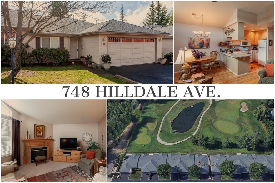 Nicely updated single level home backing up to Quail Point golf course in desirable East Medford 55+ development. Conveniently located near area medical facilities & shopping. Easy access to walking/bike path. Peaceful & entertaining location w/expansive view of beautifully maintained golf course, duck pond, & area mountains. Private drive - no thru traffic. Warm & inviting/light & bright interior w/vaulted great room, kitchen, & dining area w/gas log fireplace, & patio access. Master bdrm suite w/walk-in closet, tile floors, new cabinets & corian counters, & step-in shower. Entry, dining, & kitchen have hrdwd flrs, pull down shelving, corian counters, & abundant storage space. Nice guest bdrm & bathrm w/skylight. Enjoy an early morning sunrise or the warmth of the setting sun from covered patio w/beautiful views. Fin. 2 car garage w/workbench, newer gas furnace & A/C units, newer great rm windows. This is a wonderful home, in a great location, that is a delightful place to call home.