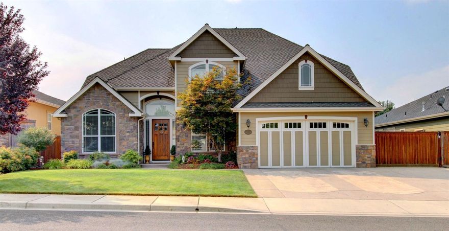Upscale executive dream home in sought after Bluegrass Downs, built by Scaglioni for himself. Enjoy all the amenities this home has to offer. 3 bed, 2.5 bath home and Office/4th bedroom. Grand entrance with tile entry and hardwood. Large Den/Office in front with vaulted ceilings and plenty of light. Formal dining, Gourmet kitchen with stainless steel ovens, gas stove, trash compactor, and double dishwasher. Features oversized pantry and laundry room to the 3 car garage (tandem) Kitchen feels nice and open to breakfast dining and living room. Master is downstairs and has luxurious bathroom with heated floors, corner jetted tub and tile shower with double head and private water closet. Upstairs are two sizable bedrooms with walk in closets and private loft/family room. Outside you'll find your own paradise with gas heated in-ground saltwater pool, pergola with electricity and outdoor kitchen. Oversize 3 car garage and double deep concrete RV parking.