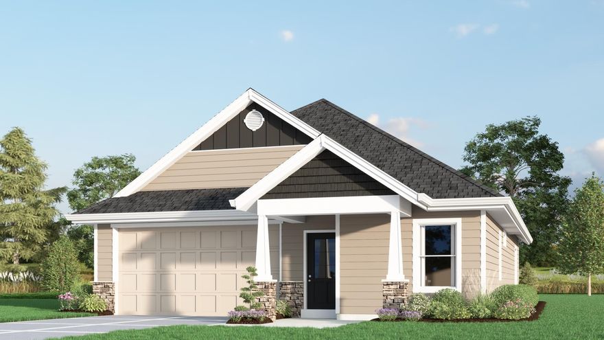 The Hayes -Ideal single level home with vaulted great room. Open kitchen that boasts quartz countertops, tile backsplash and large island that faces a beautiful warm and inviting great room with stone surround fireplace and wood mantel. Stainless steel appliances. Large master suite has duo closets and tile shower. Feel like getting outside? Enjoy over 6 acres of forested park with walking trails connected to a community pool. Future commercial development to come offering walkability to retail, shops and restaurants on the corner of Whitetail and Brentwood