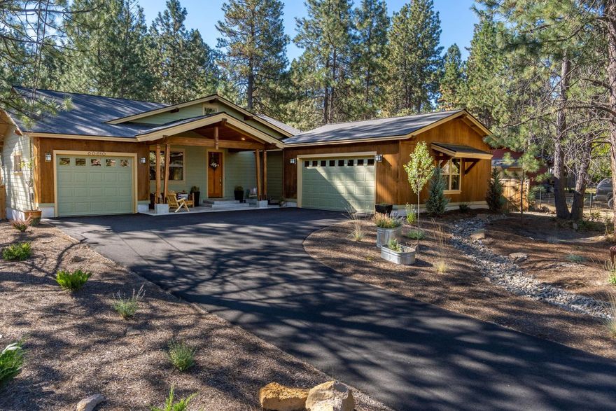 This stunning modern farmhouse-style home sits tucked away on nearly a half-acre in a quiet neighborhood bordering the Deschutes River. Built in 2019, this custom home offers an open floor plan with wide-plank white oak floors, quartz counters, and soaring ceilings throughout. The sunny great room looks out onto the private backyard and includes a gas FP surrounded by built-in shelving. The well-appointed kitchen features an island w/ breakfast bar, GE appliances, and large w/i pantry. Nicely separated from the other bedrooms, the Primary bedrm includes a generous w/i closet and spa bathroom with w/i shower, soaking tub, and double vanity. On the other end of the home, find 2 additional bedrooms (including one full suite) as well as a large laundry/mudroom w/ storage and sink. Two attached garages provide options for flex space or storage. The landscaped, fenced backyard offers a partially covered deck, firepit, and mature trees. Enjoy neighborhood river access just down the street!