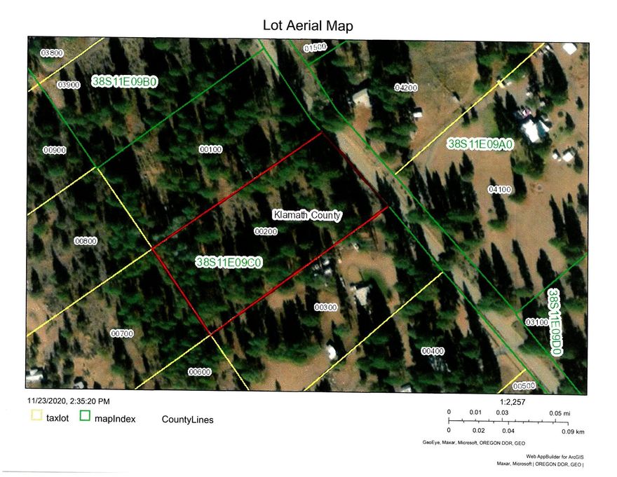 Beautiful lot on one of the best maintained gravel roads in Klamath Falls Forest Estates with power at the road too! This is a beautifully treed lot!  The lot is sloped, but not too steep until you reach the back.  There are several good building sites.  Stick-built or manufactured are both o.k.  This is a very nice area and paved roads are not far either way you go (Highway 140 or Bly Mountain Cutoff Road).  Area of good wells and septic systems too!  This is a cash sale only.