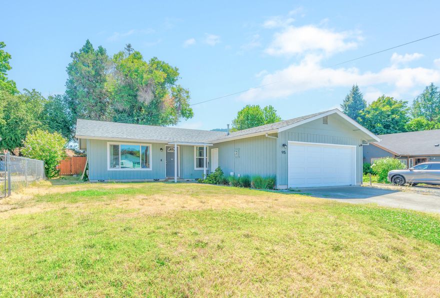 Nice Grants Pass Home!  Nestled on .16 of an acre, this home was built in 1985 and features 3 bedrooms, 2 bathrooms, approx.. 1104 sqft., open floorplan w/laminate flooring and ceiling fan..  Kitchen w/lots of cabinets, pantry and counter space, range/oven, dishwasher, double sink and island. dining area and sliding glass door to large, covered deck.  Primary bedroom with carpet and bathroom with shower. Other bedrooms also with carpet and main bathroom with tub/shower. Laundry is in the 2-car garage. Fenced backyard with large gate on side of garage.  Plenty of parking.  Close to town, schools, shopping, and hospital!