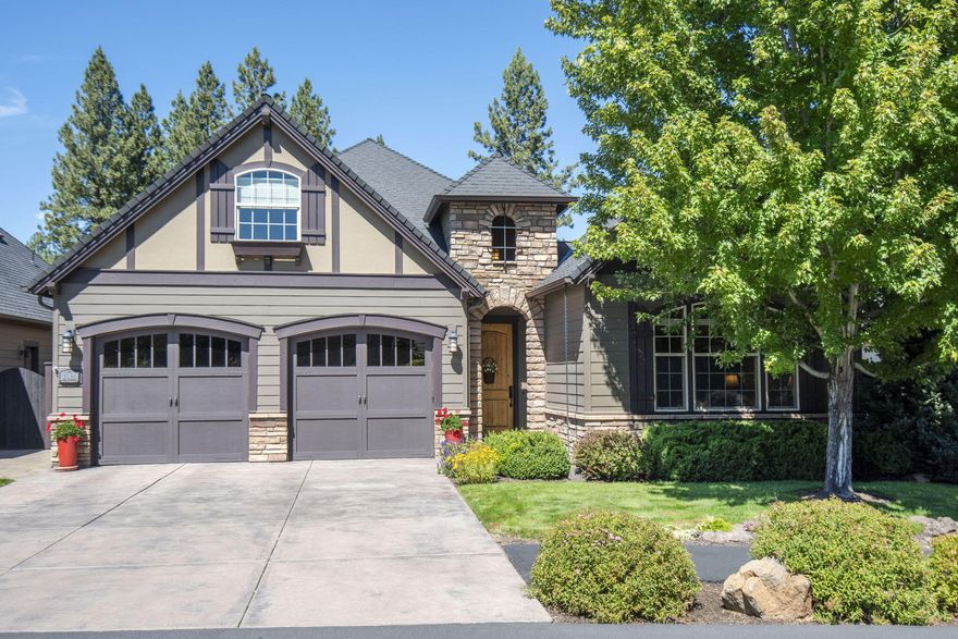 This stunning single-level home, overlooking the 4th Fairway of Bend Golf & Country Club, is ready for its new owners. Upon entering, you'll be welcomed by a private interior courtyard that sets the tone for the elegant interior. The great room boasts a stone-faced gas fireplace, custom Knotty Alder built-in cabinetry, a coffered ceiling, hardwood flooring, and a spacious dining area. The open kitchen features generous counter space with solid surface counters, a large island, stainless steel appliances
including a wine cooler, and a walk-in pantry. The expansive primary ensuite bedroom includes a cozy sitting area, a custom walk-in closet, dual vanity sinks, a soaking tub, and a separate tiled shower. The third bedroom, equipped with built-in cabinetry and direct access to a full bath, offers a private retreat for guests or family members. With its inviting ambiance, tasteful color palette, and an upstairs bonus room, this home seamlessly combines style and functionality.