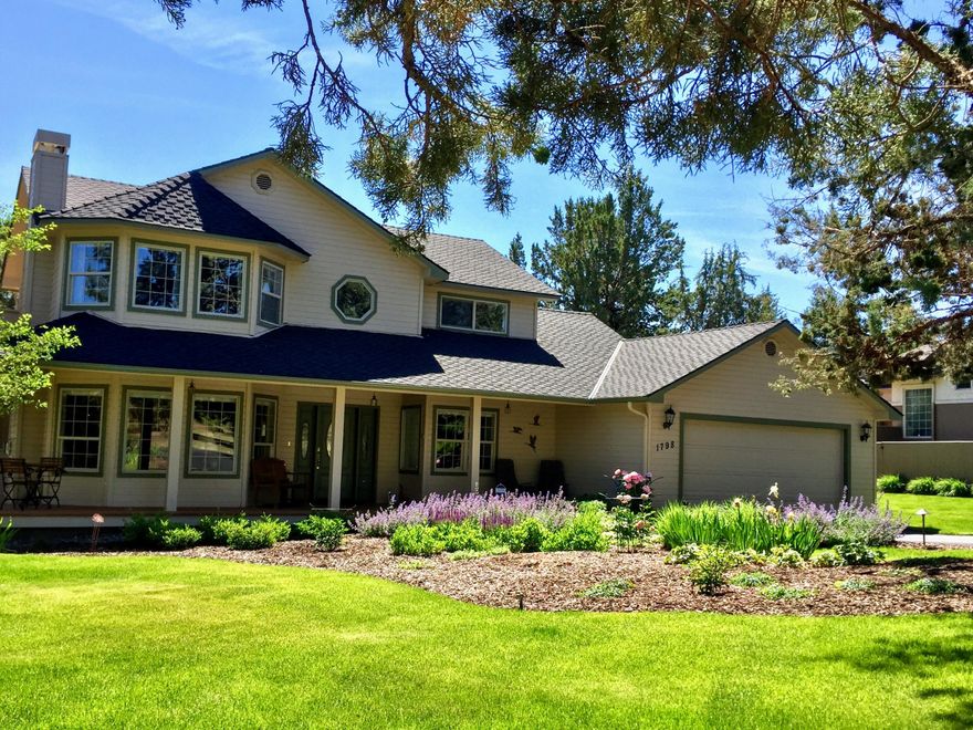 Experience the serene beauty of this near half-acre property with a 3 bedroom 2 ½ bath modern farm house behind the gates at Eagle Crest.
The level lot has architect-designed landscaping on the 15th fairway of the Resort Course. The 2 story home has bamboo and tile on the first floor and wool carpet on the second. There are separate living and family areas, and an office. The kitchen has granite counters, & stainless steel Meile and Kitchenaid appliances. Enjoy the gorgeous, serene views from the living room, kitchen and family room. The luxurious master suite has a walk-in closet with built-in drawers, stained-glass, and an oversize master bath with jetted tub and custom lighting.

The backyard has a full-length Trex deck with unobstructed views of the golf course, and 2 fenced storage areas. The 2 car garage accommodates a full-size pickup truck, a workshop, and extensive storage.

The home has a newer Lennox HVAC system, HEPA filtration, humidification, and low-E windows.