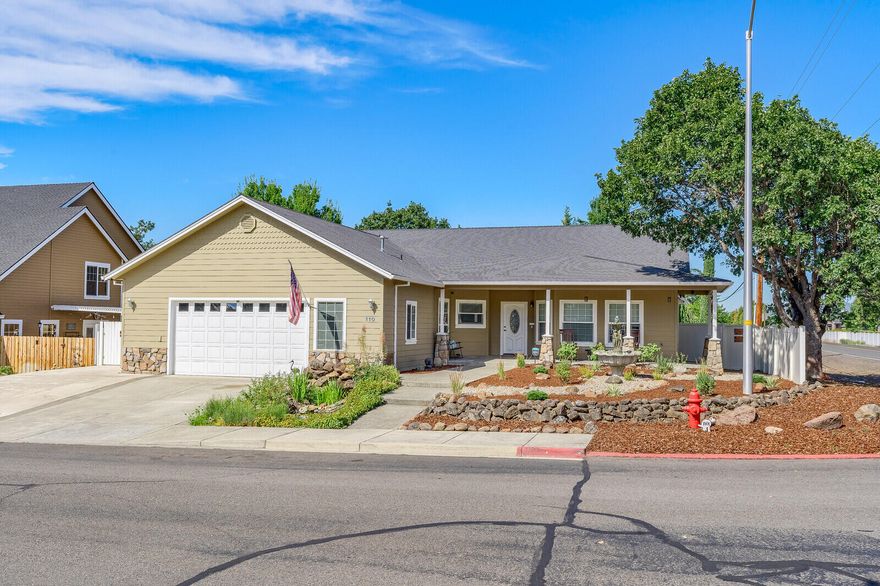 Custom Craftsman home located near the Eagle Point Golf Course and Resort. This immaculate home was built in 2002 and features 3-bedrooms + office, 2-bathrooms, 2,065-sq. ft., tile entryway, vaulted and coffered ceilings, rock gas fireplace in living room, large gourmet kitchen, granite countertops, pantry, custom mouldings, spacious master suite with fireplace, walk-in closet and spa tub, finished and oversized garage, wrap around porch, covered patio, large fenced backyard with side gate, RV parking next to garage, two water features in front yard, all on .20-acre lot.