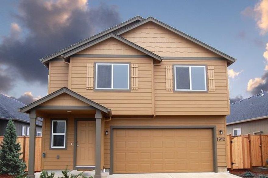 The 1395 square foot Darrington is a well-appointed two story home that lives larger than most mid-sized plans. The dramatic entry leads to the open kitchen and living room area, with plenty of light and space for entertaining. The kitchen boasts ample counter space and cupboard storage and features an optional desk for convenience and organization. Upstairs, the master bedroom has a large closet and bathroom, and two other sizable bedrooms offer large closets and share a second full bathroom. Home to be built. Pictures are similar.