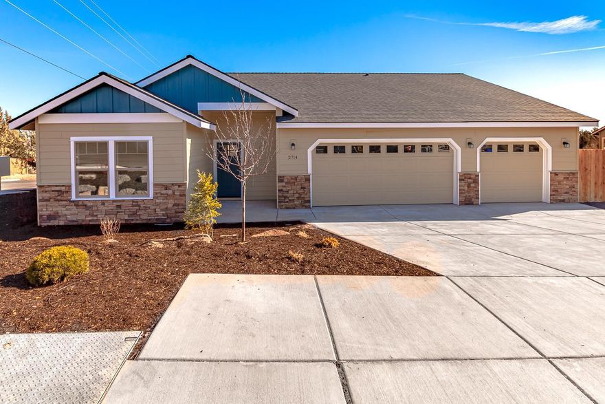 Just completed & move in ready! Built by Dunlap Fine Homes on a corner lot in SW Redmond, close to the airport & Bend. Spacious living both inside & out, w/a vaulted Great Room plan that flows into the kitchen & dining area. Tons of cabinetry & prep space on the slab Quartz counters & central island. Classic full height tiled back splash, SS appliances & farm sink. Living space offers a cozy corner fireplace w/stylish accents & room for gathering. Desirable Master separation, walk in closet, step in shower & dual vanities. Laundry room w/storage & folding table too! Durable wood look laminate flooring, carpet in the bedrooms & luxury vinyl plank in bathrooms. High efficiency forced air heat, heat pump. Triple car garage, gated RV parking, fully fenced, landscaped w/auto sprinklers. Call a REALTOR for details on opportunities!