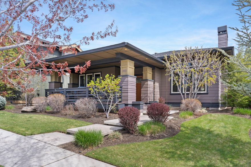 Charming and impeccably maintained prairie style home nestles in the heart of the vibrant Northwest Crossing community. This light filled, single level, open floorplan home boasts exposed beams and detailed woodwork throughout - including an intricate coffered ceiling inlay in the foyer. Pristine hardwood floors are found within the great room, kitchen and primary bedroom. The low maintenance and beautifully landscaped backyard is perfect for entertaining, OR enjoy the large covered front porch. Other features of this home are a whole house humidifier, solar tubes, EV charging station, tall windows, and vaulted ceilings. The proximity to NWX Farmers Market, restaurants, shops, schools and
trails can't be beat!