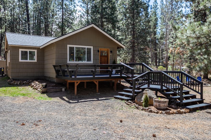 Positioned perfectly among the pine trees in Deschutes River Woods, this remodelled bungalow on a large lot offers plenty of room and privacy. This home was transformed from the inside out. Featuring new HVAC, electrical, plumbing, shingles, down draft stove, vaulted ceiling to name a few. If you're looking for a beautiful turn-key home look no further. Perfect for entertaining in the open concept kitchen with new granite counter tops and custom cabinets. You will have serenity when you walk in the custom bathroom. Soak in the oversized tub or raindrop tiled shower. Outside you will enjoy the new deck or entertain around the fire pit during the warm summer months.