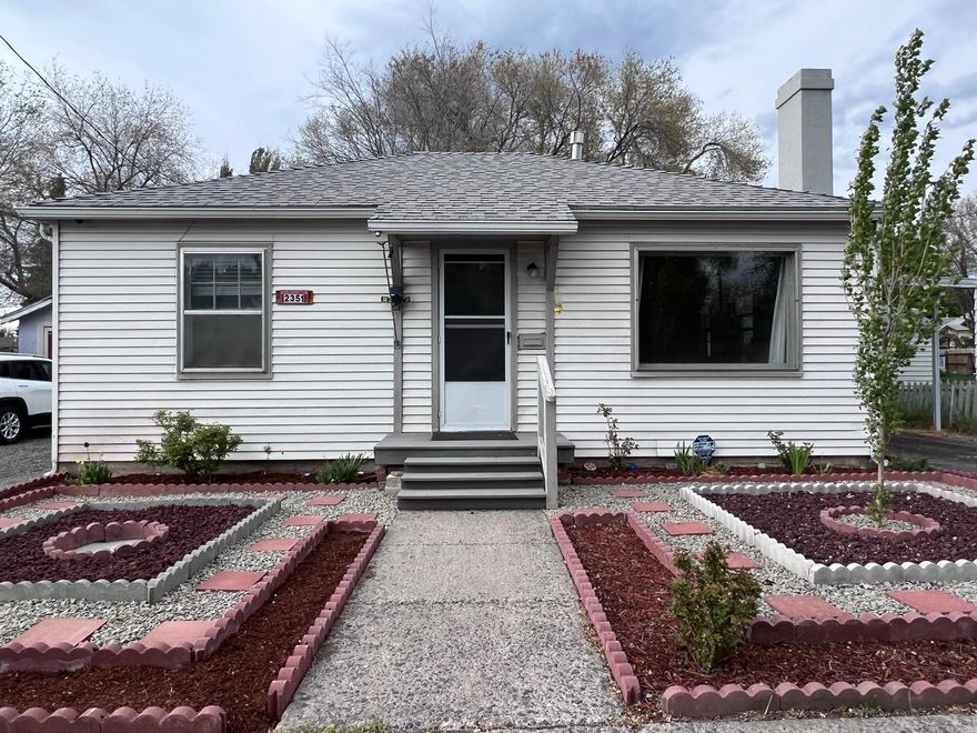 Super cute 2 bed, 1 bath featuring a formal dining room, garage, carport and storage shed! The front yard has been hard-scaped for low maintenance, including drip lines to the newly planted trees. The fenced-in back yard has been seeded to promote growth. Plenty of off-street parking and storage. The roof is in good condition and the interior has fresh paint. Includes oven/range, fridge, and security system! Sale contingent on sellers finding suitable replacement property.